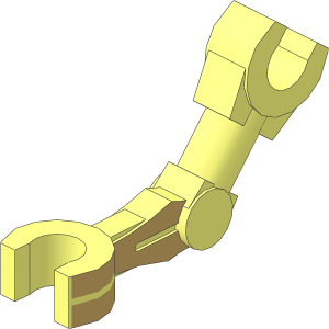 Minifig Mechanical Arm Bent with Clips at 90 Degrees with Tan Pattern on Left Side