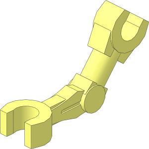 Minifig Mechanical Arm Bent with Clips at 90 Degrees with Tan Pattern on Right Side