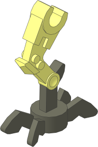 Minifig Mechanical Leg Angled with Dark Bluish Grey Foot Pattern