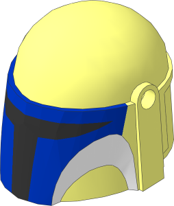 Minifig Helmet Mandalorian with Blue Visor and White Upper Cheeks Pattern