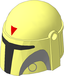 Minifig Helmet Mandalorian with Red Triangle on Forehead and Light Bluish Grey Cheek Pattern