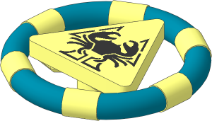Minifig Ring with Triangle with Gold Bands and Crab Pattern