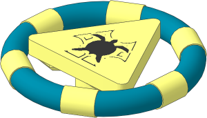 Minifig Ring with Triangle with Gold Bands and Turtle Pattern