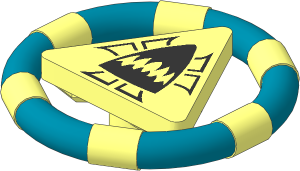 Minifig Ring with Triangle with Gold Bands and Shark Pattern