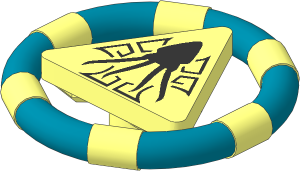 Minifig Ring with Triangle with Gold Bands and Squid Pattern