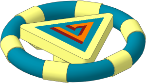 Minifig Ring with Triangle with Gold Bands and Triangle Pattern