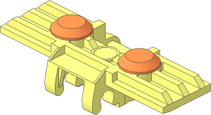 Technic Chain Tread 5 Wide Reinforced with 2 Orange Rubber Feet