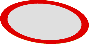 Sticker  3.6 x  4 Oval Mirror with Red Frame