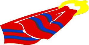 Sticker  3 x  1.3 Towel Red with Blue Stripes Hanging