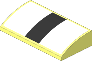 Slope Brick Curved  2 x  4 with Black Stripe on White Background Sticker