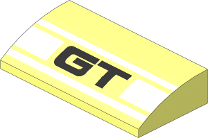 Slope Brick Curved  2 x  4 with Underside Studs with White Racing Lines and "GT" Pattern