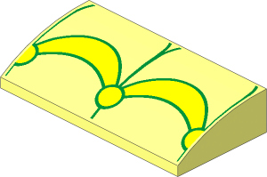 Slope Brick Curved  2 x  4 with Underside Studs with Yellow Arches and Circles Pattern