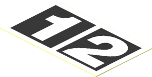 Sticker  1.1 x  1.9 with White "1" and "2" in Black Squares