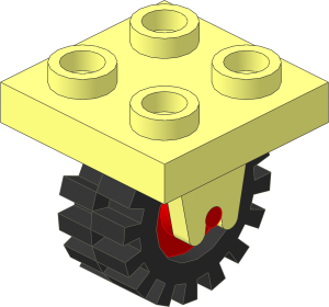 Plate  2 x  2 with 2 Wheel Clips Perpendicular with Wheel Red with Tyre 6/ 50 x  8 Offset Tread