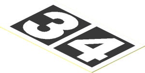 Sticker  1.1 x  1.9 with White "3" and "4" in Black Squares