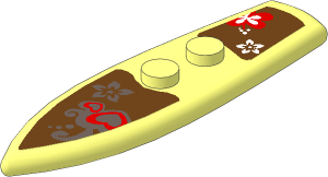 Minifig Surf Board  2 x  6.5 with Hearts and Flowers Sticker
