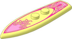 Minifig Surf Board  2 x  6.5 with Pink Flames Pattern