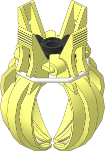Crane Jaw Curved x 4 with Black Technic Pin Connector and White Rubber Belt