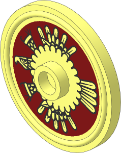 Minifig Shield Round Type 2 with Aztec Bird on Dark Red Pattern