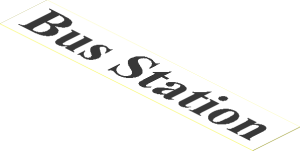 Sticker  1.1 x  5.9 with Black "Bus Station" on White Background