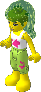 _Figure Friends Stephanie with Lime Cropped Trousers, White Top