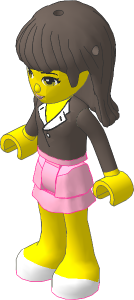 _Figure Friends Sophie with Bright Pink Layered Skirt, Light Aqua Long Sleeve Blouse Top