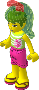_Figure Friends Stephanie with Magenta Wrap-around Skirt, Lime Top with White Stripes, Sunglasses
