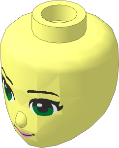 Figure Friends Female Head with Green Eyes, Pink Lips and Closed Mouth Pattern