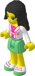 _Figure Friends Emma with Sand Green Pleated Skirt, Magenta Top with White Jacket