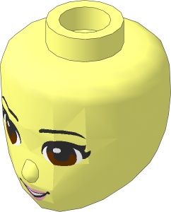 Figure Friends Female Head with Brown Eyes, Bright Pink Lips and Open Mouth Pattern