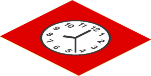 Sticker  2.3 x  2.5 with Clock Hands  8:00:22 on Red Background