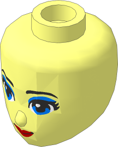Figure Friends Female Head with Light Blue Eyes with Eye Shadow, Red Lips and Closed Mouth Pattern