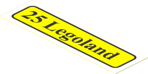 Sticker  1.1 x  3.9 with Black "25 Legoland" Bus Rollsign