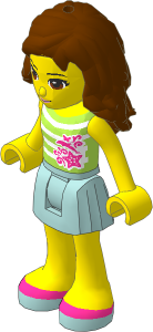 _Figure Friends Olivia with Sand Blue Pleated Skirt, Lime Top with White Stripes