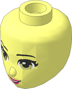 Figure Friends Female Head with Light Blue Eyes, Dark Pink Lips and Open Mouth Pattern
