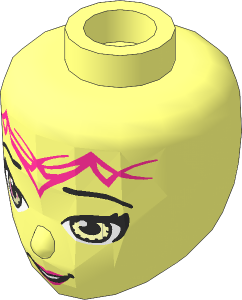 Figure Friends Female Head with Bright Light Orange Eyes, Open Mouth and Magenta Elves Tribal Pattern