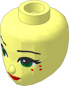 Figure Friends Head with Green Eyes, Nougat Lips, Freckles and Closed Mouth Pattern