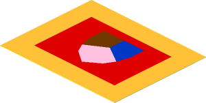 Sticker Flag with Tri-Coloured Shield on Red/Gold Border
