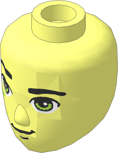 Figure Friends Male Head with Lime Eyes, Slight Smile and Lime Elves Tribal Pattern