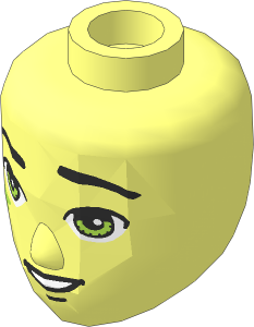 Figure Friends Male Head with Lime Eyes, Smile with Teeth and Lime Elves Tribal Pattern