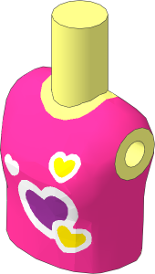 Figure Friends Girl Torso with Dark Pink Vest Top with Hearts Pattern