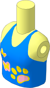 Figure Friends Girl Torso with Medium Blue Halter Top with Paw and Butterflies Pattern