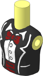 Figure Friends Girl Torso with Black Jacket Formal with Bow Tie and Cummerband Pattern