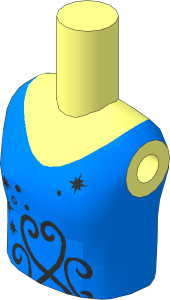 Figure Friends Girl Torso with Medium Blue Top with Silver Stars and Scrolls Pattern