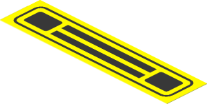 Sticker  0.9 x  3.7 with Black Car Front on Yellow Background