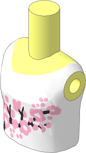 Figure Friends Girl Torso with White Vest Top with Light Pink and Black Flowers Pattern