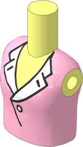 Figure Friends Girl Torso with Bright Pink Blouse Top with Open Collar and Button Pattern