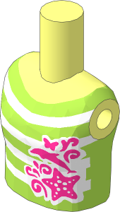 Figure Friends Girl Torso with Lime Vest Top with White Stripes, Magenta Dolphin and Starfish Pattern