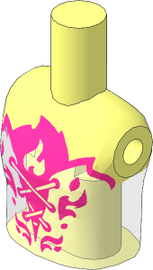 Figure Friends Girl Torso with Magenta and Bright Light Orange Top with Laces and Magenta Flame Trim Pattern