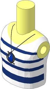 Figure Friends Girl Torso with White Top with Dark Blue Stripes and Necklace Pattern